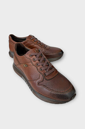 Deri Görünümlü Bağcıklı Erkek Günlük Ayakkabı TABA