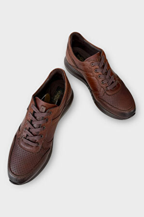 Deri Görünümlü Bağcıklı Erkek Günlük Ayakkabı TABA