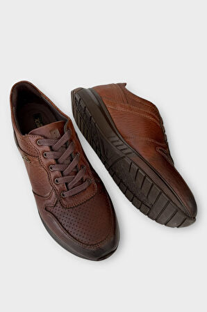 Deri Görünümlü Bağcıklı Erkek Günlük Ayakkabı TABA