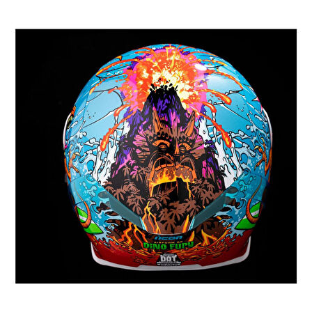 Icon Airform Dino Fury MIPS Kapalı Motosiklet Kaskı Mavi  Yeşil  Turuncu