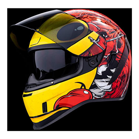 Icon Airform Brozak MIPS Kapalı Motosiklet Kaskı Kırmızı  Sarı