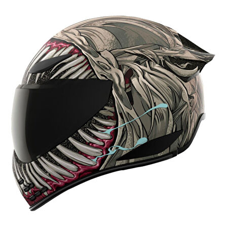 Icon Domain Grand Maw Kapalı Motosiklet Kaskı Gri  Siyah