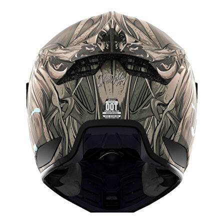 Icon Domain Grand Maw Kapalı Motosiklet Kaskı Gri  Siyah