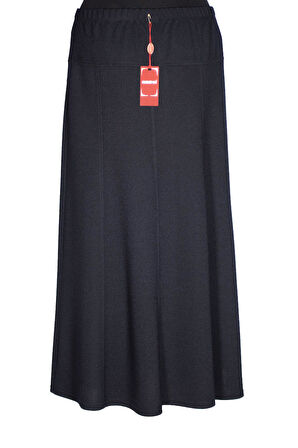 Hesna Kadın Seher Kışlık Büyük Beden Taşlı Astarsız Latikli Lacivert Etek