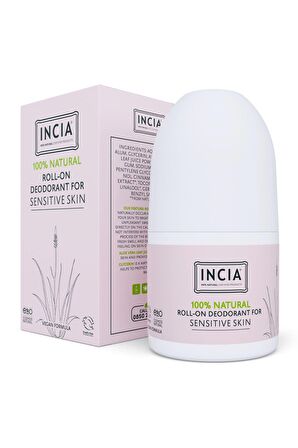 INCIA %100 Doğal Roll On Deodorant Hassas Ciltler İçin Ter Kokusu Önleyici Leke Yapmayan 50 ml