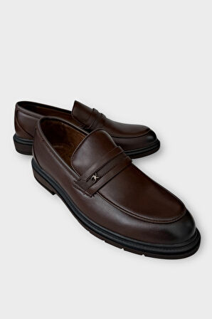 Erkek Deri Görünümlü Günlük Ayakkabı KAHVERENGİ