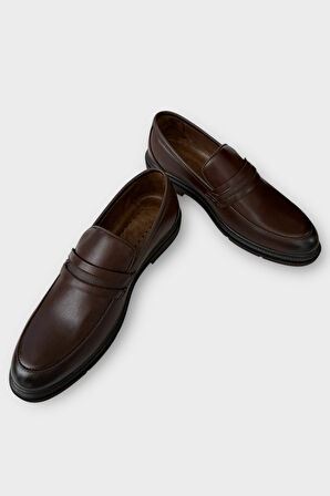 Erkek Deri Görünümlü Günlük Ayakkabı KAHVERENGİ