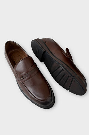 Erkek Deri Görünümlü Günlük Ayakkabı KAHVERENGİ