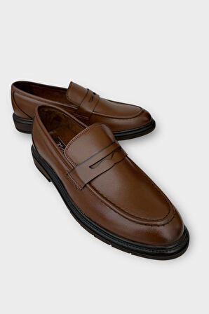 Erkek Deri Görünümlü Günlük Ayakkabı TABA