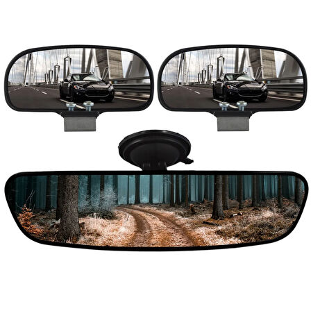 Gözcü 2+1 Vantuzlu Eğitmen Ayna Seti Siyah