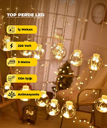 Top Perde Dekoratif Led -  3 Metre - Animasyonlu