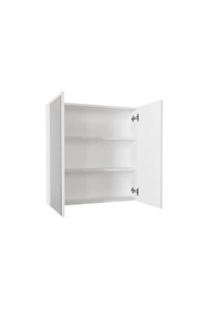 2 Kapaklı, 2 Aynalı Moda Banyo Lavabo Dolabı, Aynalı Üst Dolabı Beyaz