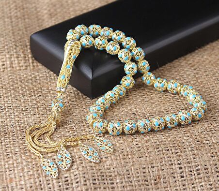 Mineli Telkari Model Altın Kaplama 925 Ayar Gümüş Tesbih 44337657f