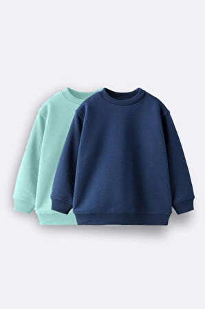 2'li Basic Şardonlu Çocuk Sweatshirt 3-10 Yaş Hardal-Antrasit