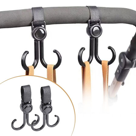 caselka® 2'li Bebek Arabası, Motor, Bisiklet Eşya Taşıma Aparatı Plastik Kanca