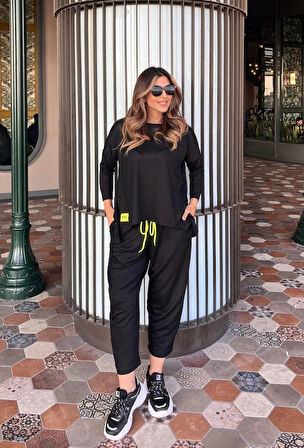 MDB Kadın Iki Iplik Viskon Pamuk Kumaş Arma Detaylı Ikili Takım