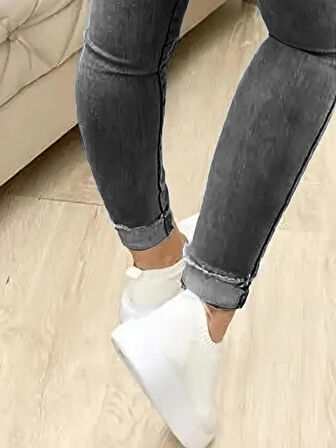 MDB Kadın Yüksek Bel önden Düğmeli Jean Pantolon