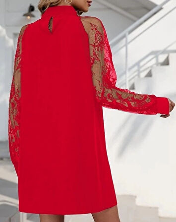 MDB Kadın Uzun Kollu Damla Detaylı Sandy Mini Elbise