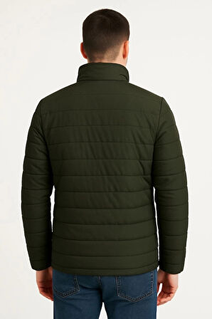 MDB Erkek Bomber ont Ceket – u İtici Kumaş, Kapitone Astarlı, Fermuarlı, Kışlık  Haki