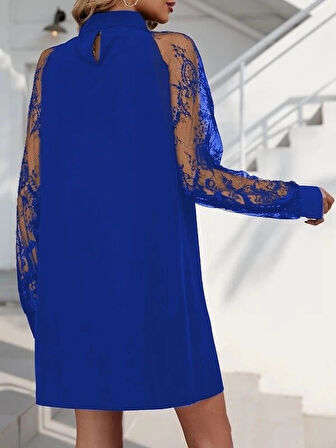 MDB Kadın Uzun Kollu Damla Detaylı Sandy Mini Elbise