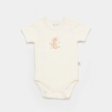 Bibaby Biorganic Save The Seahorse Kısa Kol Body 56994 Bej-Mint