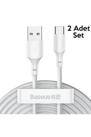 Baseus Ultra Hızlı 2 Adet Set 1.5MT Type-C Şarj Kablosu 480MB Veri Aktarım Hızlı