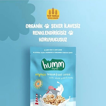 Humm Organik Tam Tahıllı ve Ballı Kahvaltılık Gevrek 80 Gr