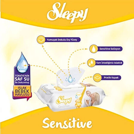 Sleepy Sensitive Islak Havlu Mendil 90 Yaprak 2 adet