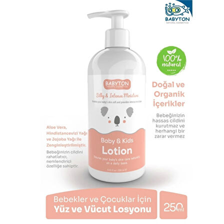 Babyton Bebek ve Çocuklar İçin Doğal Yüz ve Vücut Losyonu 250 ml