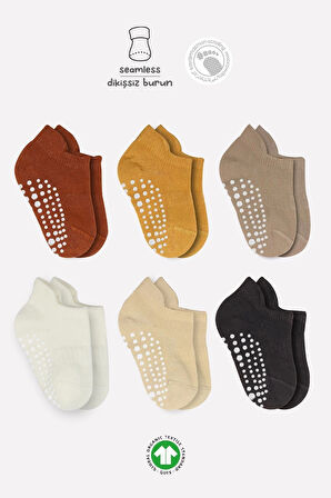 Bistyle 6'lı Sneakers Kaymaz Penye Çorap Bs20102 Toprak