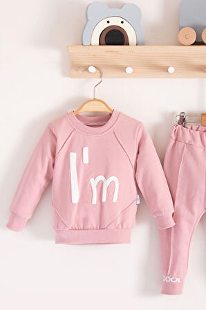3-18 Ay Kız Bebek Alt&Üst Takımı I'm Cool 2'li Pembe