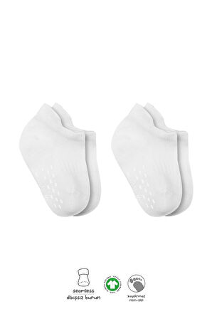 Bistyle 2'li Sneakers Kaymaz Basic Penye Çorap Bs20103 Beyaz Beyaz