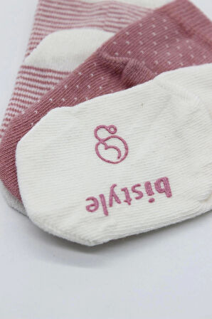 Bistyle Puanlı Kaymaz Penye Soket Çorap 3'lü Bs10108 Pudra