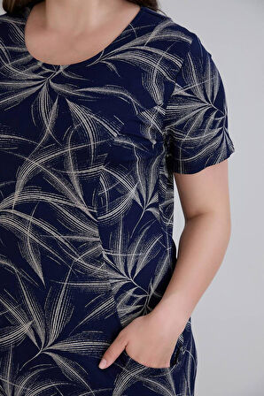 Wearon Kadın Sumru Cepli Kuplu Kısa Kol Lacivert Elbise