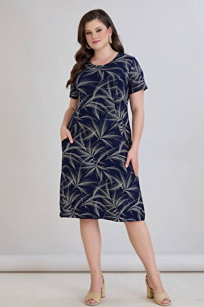 Wearon Kadın Sumru Cepli Kuplu Kısa Kol Lacivert Elbise