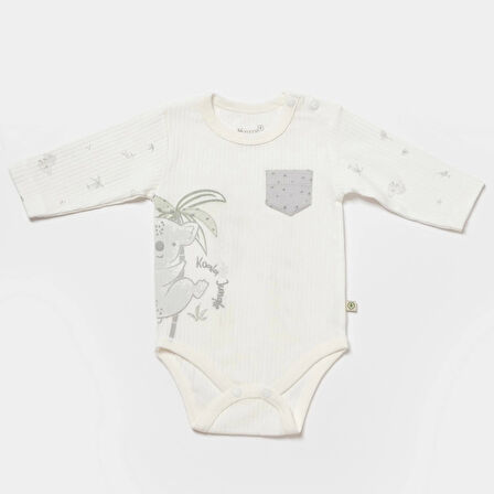 Bibaby Biorganic Koala Jungle Uzun Kol Bebek Body 56969 Gri