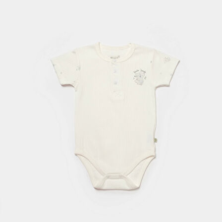 Bibaby Biorganic Koala Jungle Kısa Kol Bebek Body 56972 Gri