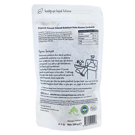 Og Natural Organik Karışık Sebzeli Bakliyat Unlu Kesme Çorbalık 200 Gr