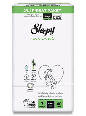 Sleepy Natural Bebek Bezi 2'Li Fırsat Paketi 7 Beden 40 Adet