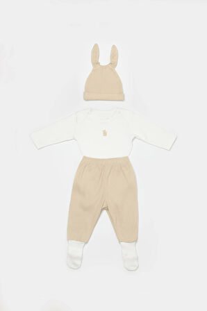 Bibaby Biorganic Bunny 3'Lü Bebek Takım 73326 Bej