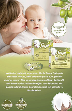 Sleepy Doğal Zeytinyağlı Islak Havlu Mendil 90 Adet