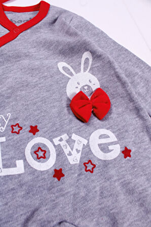 3-6 Ay Love Erkek Bebek 4'lü Tulum Seti Kırmızı