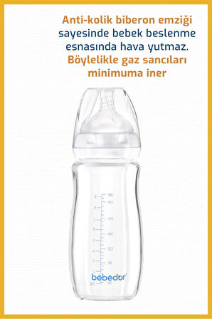 Bebedor Geniş Ağızlı Isıya Dayanıklı Cam Biberon 260ml 51301