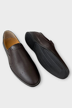 Erkek Haki Deri Ortopedik Ayakkabı  KAHVERENGİ