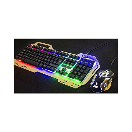PolyGold PG-8014 Işıklı Oyuncu Klavye Mouse Seti - Gold