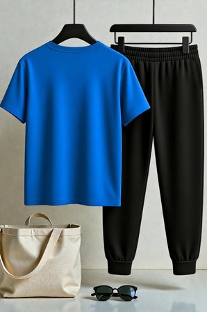 Unisex Paris Tasarım Baskılı Tişört - 2'li Eşofman Takımı