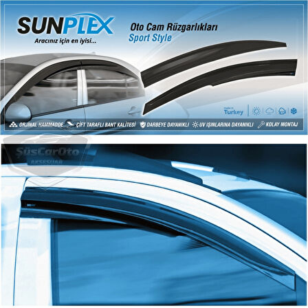 Sunplex Toyota Corolla 2018 Sonrası E210 Uyumlu Spor Cam Rüzgarlığı Seti Piano Black 4'lü Parlak Siyah