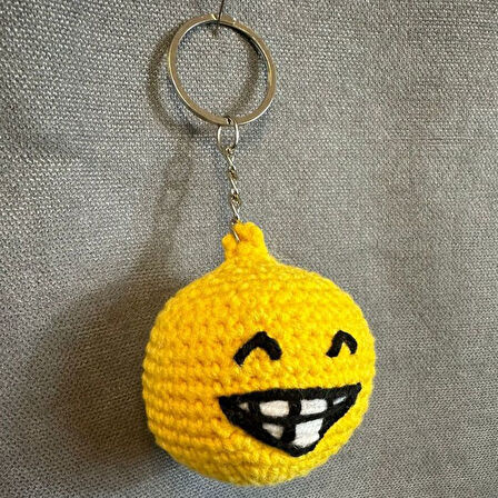 Uretti - Tuğba 9352 1524 El Yapımı Örgü Sırıtan Emoji Model Anahtarlık