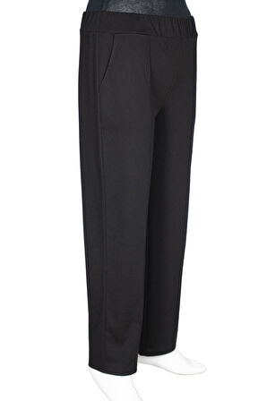 Hesna Kadın Bella Battal Beden Çimalı Yan Cepli Siyah Pantolon