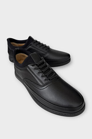 Erkek Hakiki Deri Akıllı Bğcıklı Günlük Ayakkabı  SİYAH